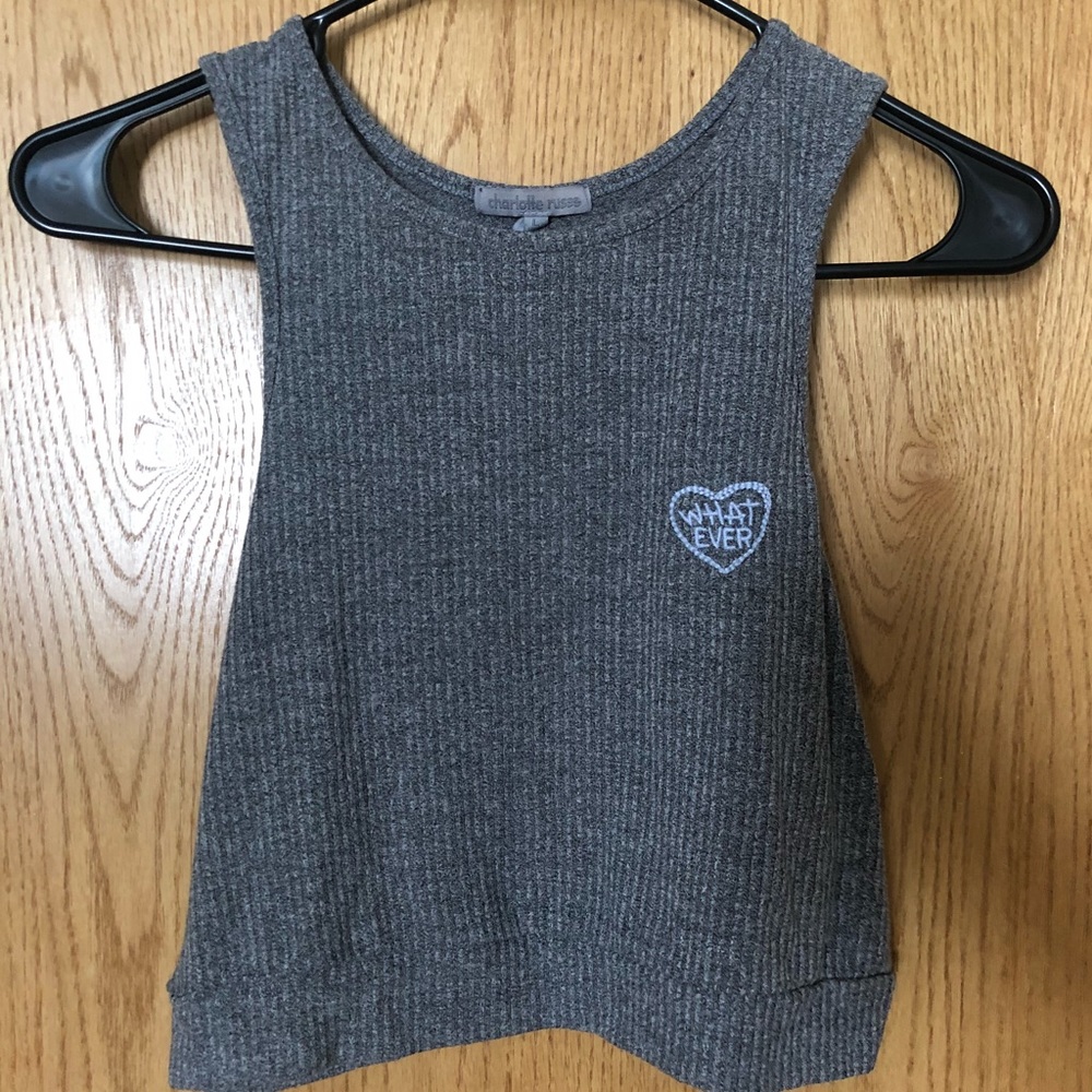 Gray “Whatever” Crop Top